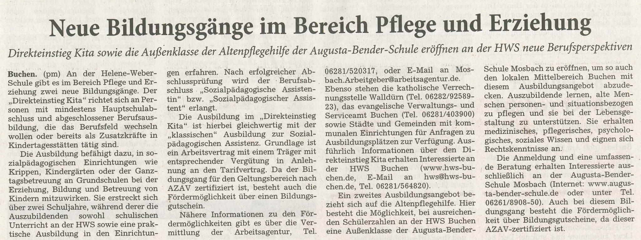 An der Helene-Weber-Schule gibt es im Bereich Pflege und Erziehung zwei neue Bildungsgänge. 