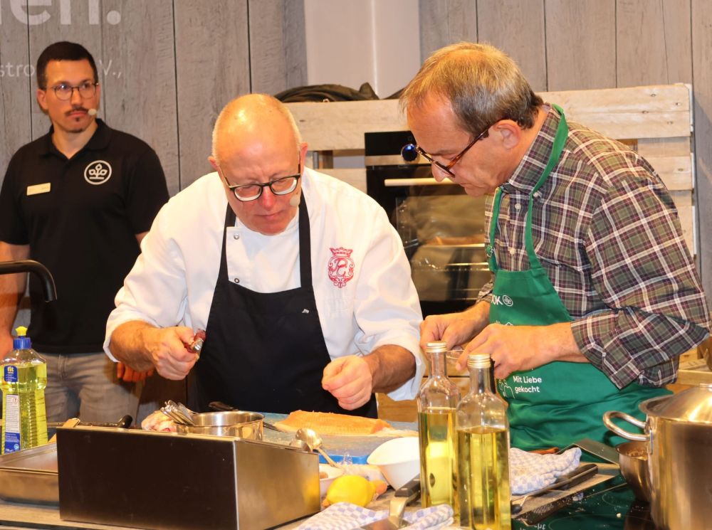 AOK Kochshow mit HWS, Prinz Carl, Johannes Volk und Bürgermeister Roland Burger